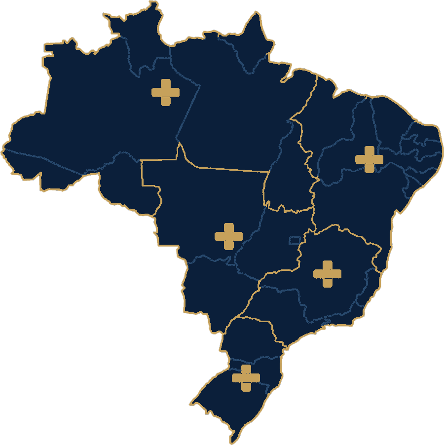 Mapa do Brasil representando a atuação nacional do Grupo A12